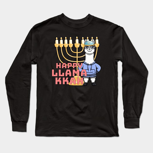 Happy Llamakkah Long Sleeve T-Shirt by Mey Designs